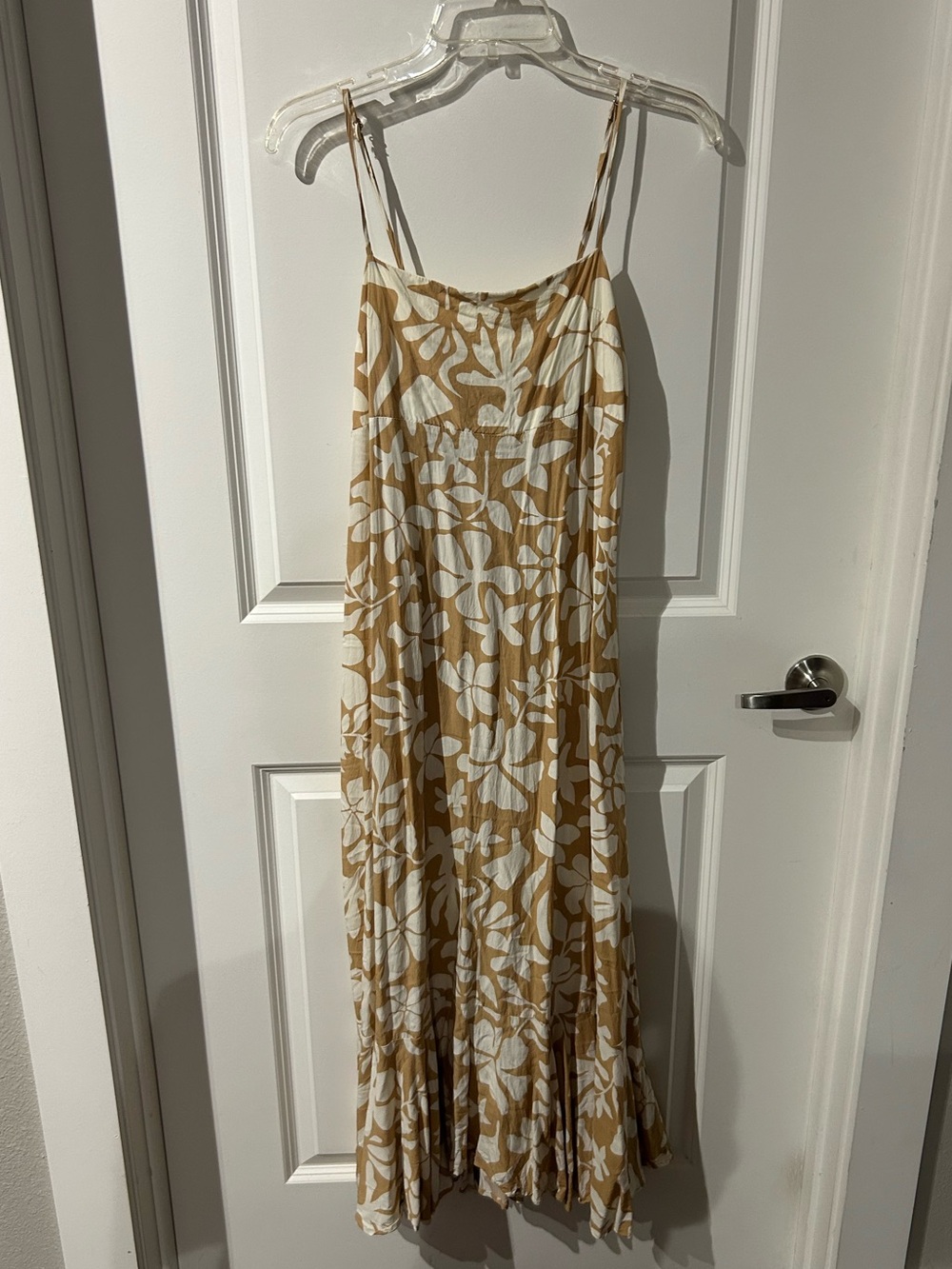 Tan & White Floral Maxi Dress